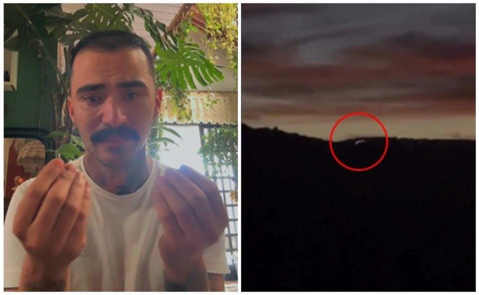 Colagem do influenciador que registrou imagens de um suposto disco voador em Campo Largo.