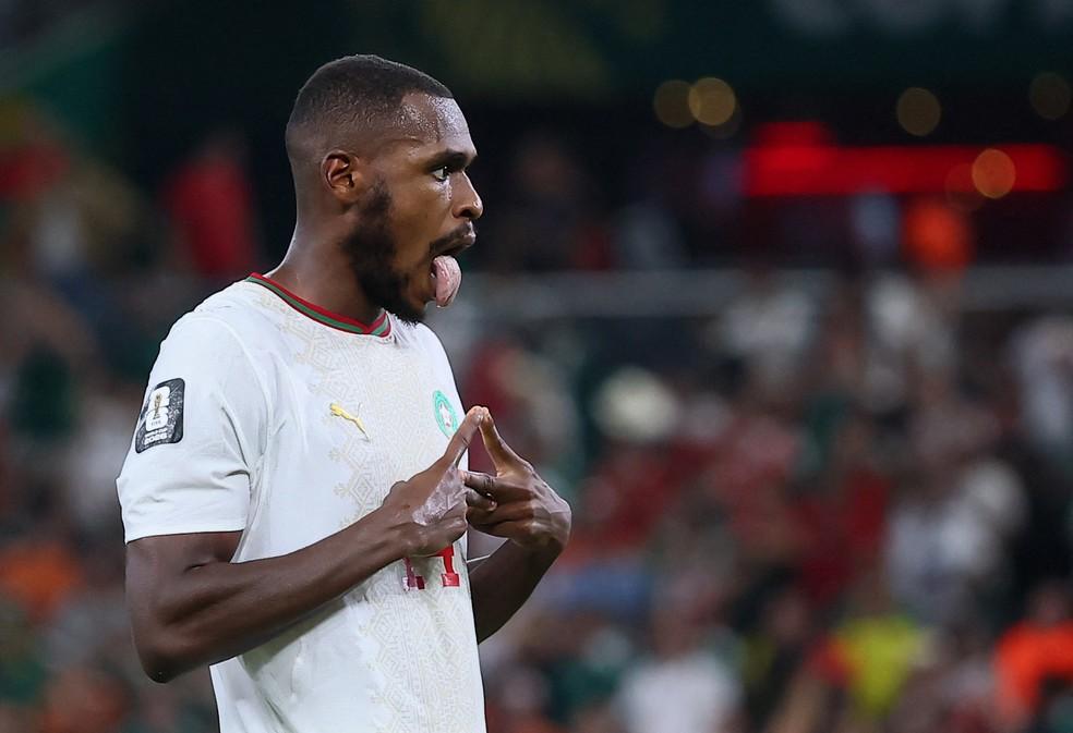 Diop comemora gol de Marrocos contra Holanda