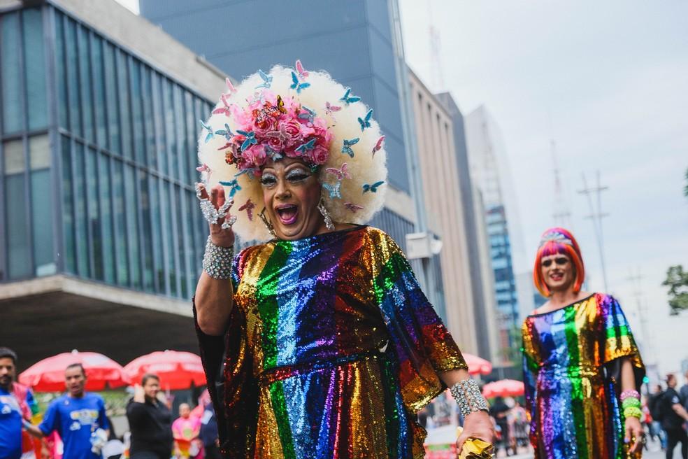 Drag queen Sissy Girl participa da Parada do Orgulho LGBT+ na Avenida Paulista