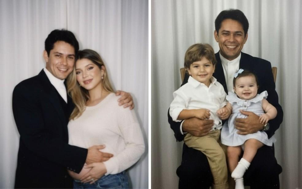 Filha de Leandro posta fotos feitas por IA do pai com ela grávida e também segurando os netos