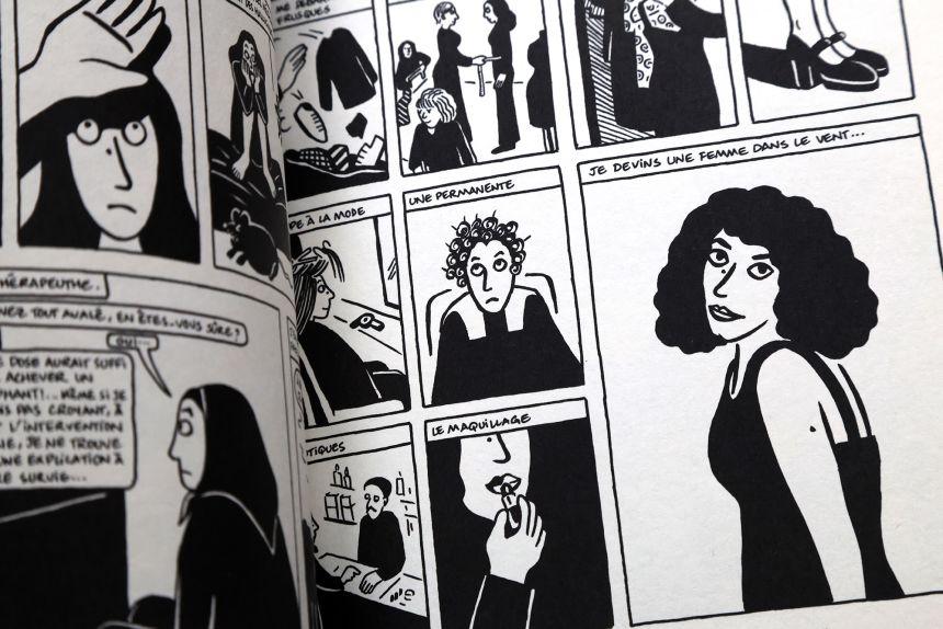 Páginas da série de graphic novels 'Persepolis' de Marjane Satrapi.