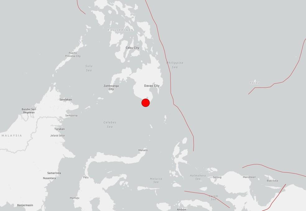 Local de terremoto registrado nas Filipinas em 8 de junho de 2026
