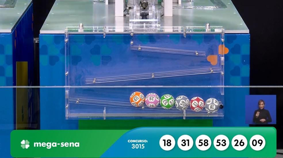 Resultado do sorteio número 3.015 da mega-sena.