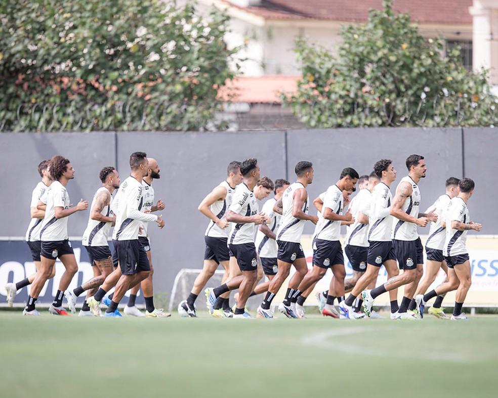 Elenco do Santos durante treino