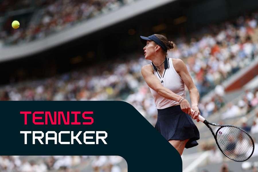 Svitolina em ação nas quartas de final do torneio.