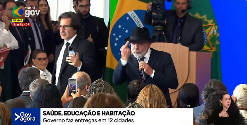 Presidente Luiz Inácio Lula da Silva durante evento no Palácio do Planalto, em Brasília