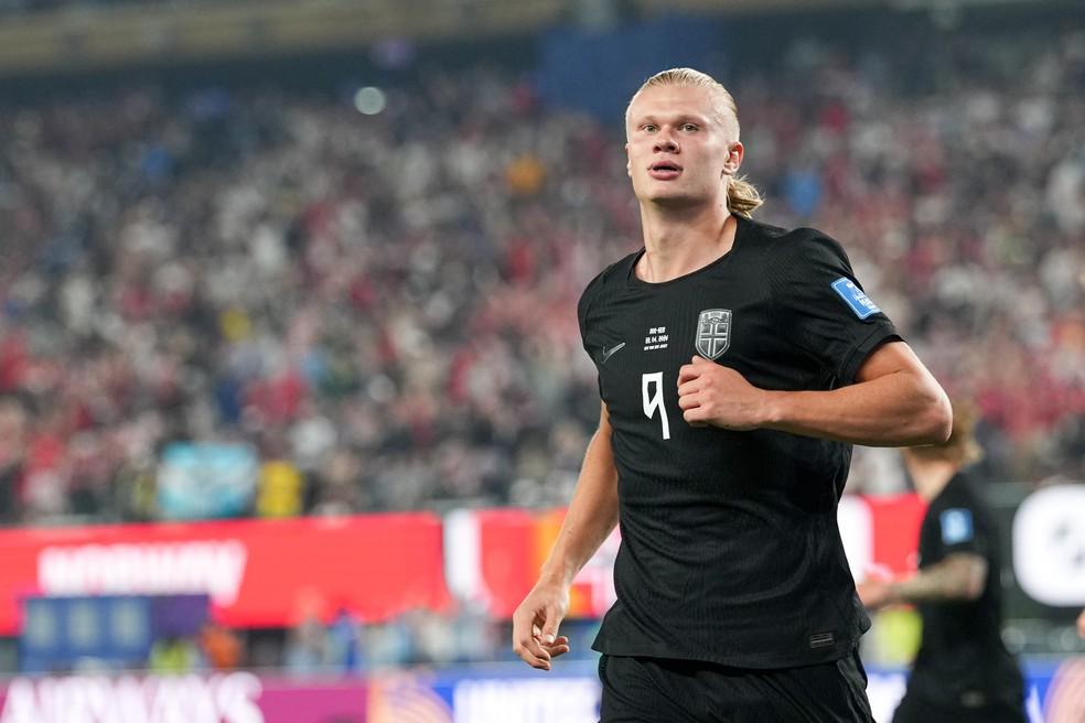 Erling Haaland comemora gol em Noruega x Senegal na Copa do Mundo 2026