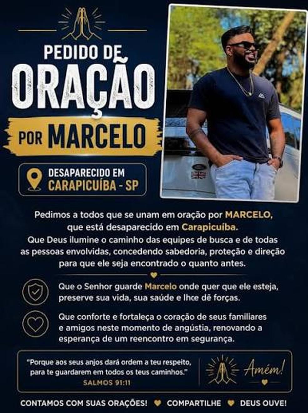 Família pede orações por Marcelo, após desaparecimento em Carapicuíba, na Grande SP.