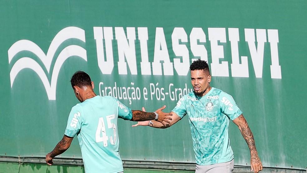 Paulinho e Belé em jogo-treino do Palmeiras contra o Primavera
