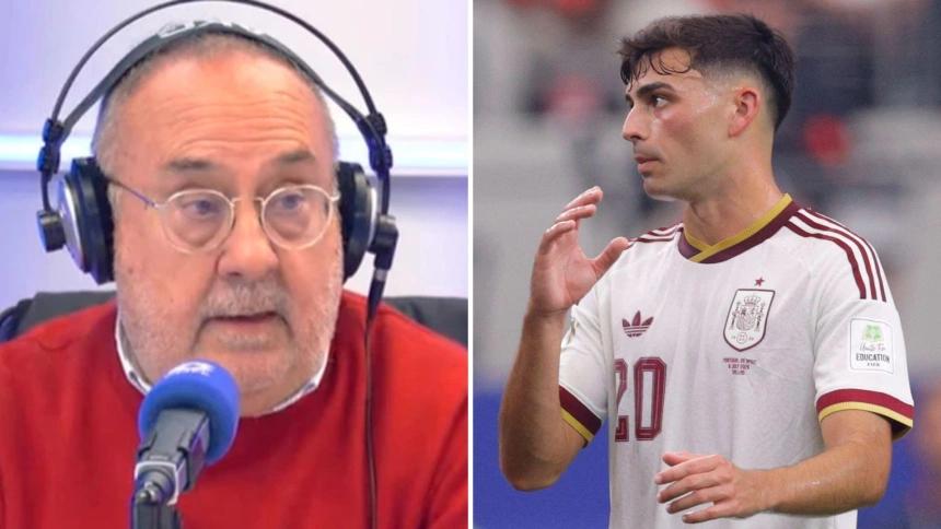 Alfredo Relaño e Pedri durante o jogo entre Portugal e Espanha