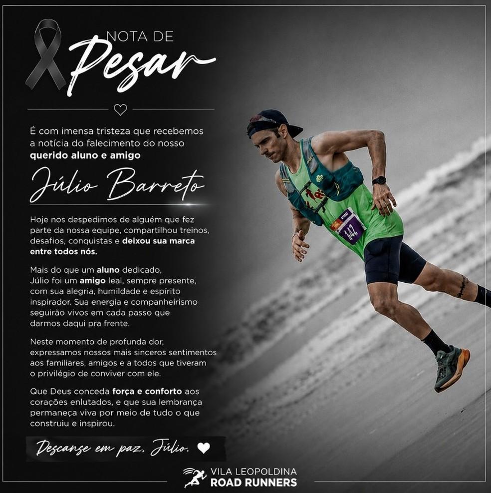 Grupo Vila Leopoldina Road Runners divulgou uma nota pública se despedindo de Julio Barreto.
