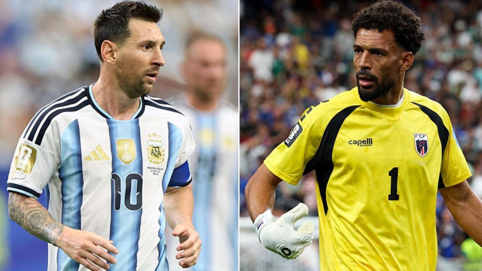 Lionel Messi e o goleiro Vozinha de Cabo Verde