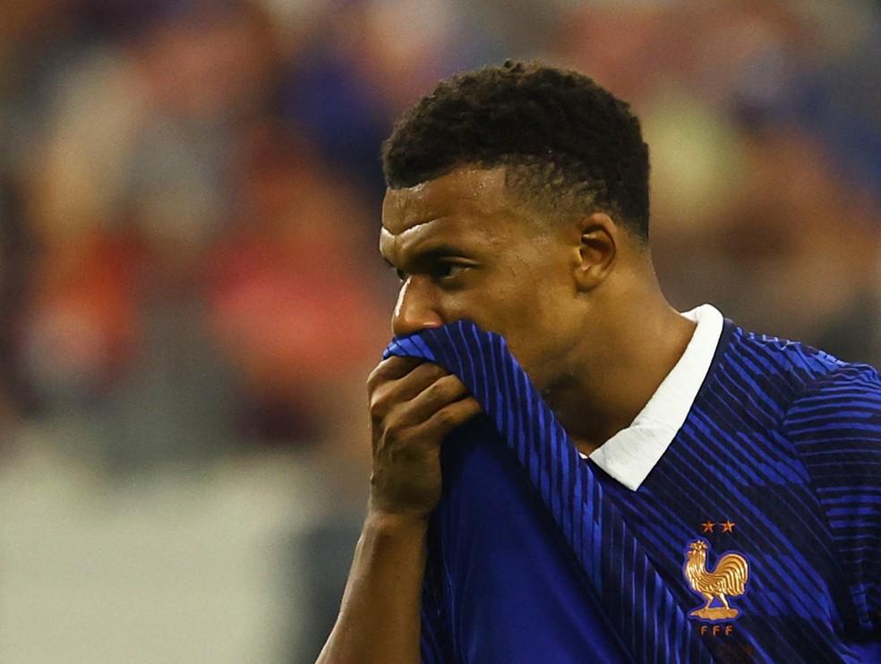 Mbappé durante a derrota da França para a Espanha