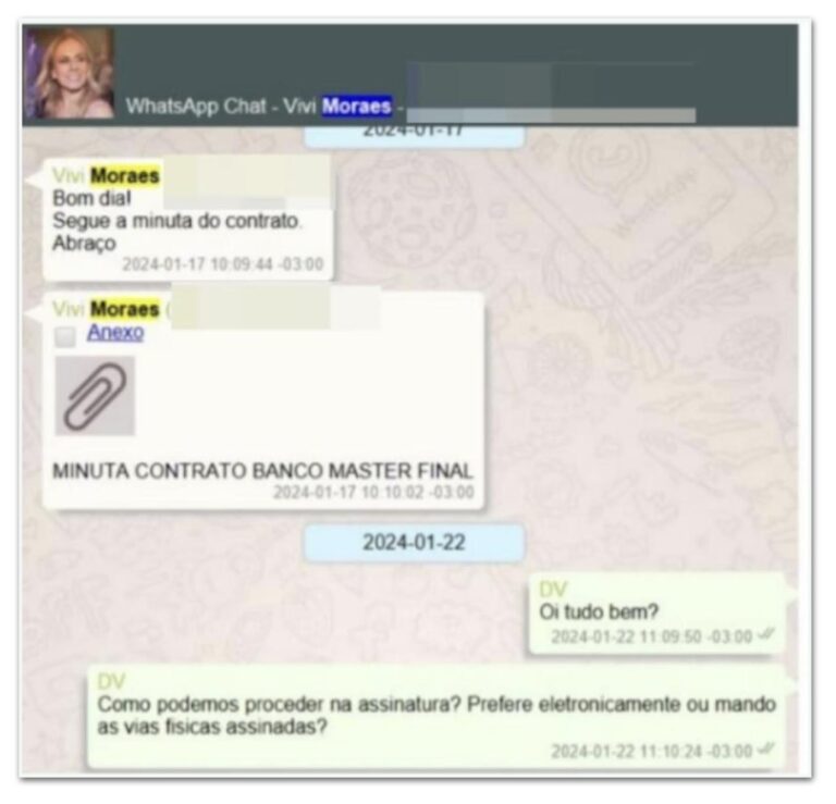 Viviane Barci de Moraes Enviou Contrato Bilionário a Daniel Vorcaro