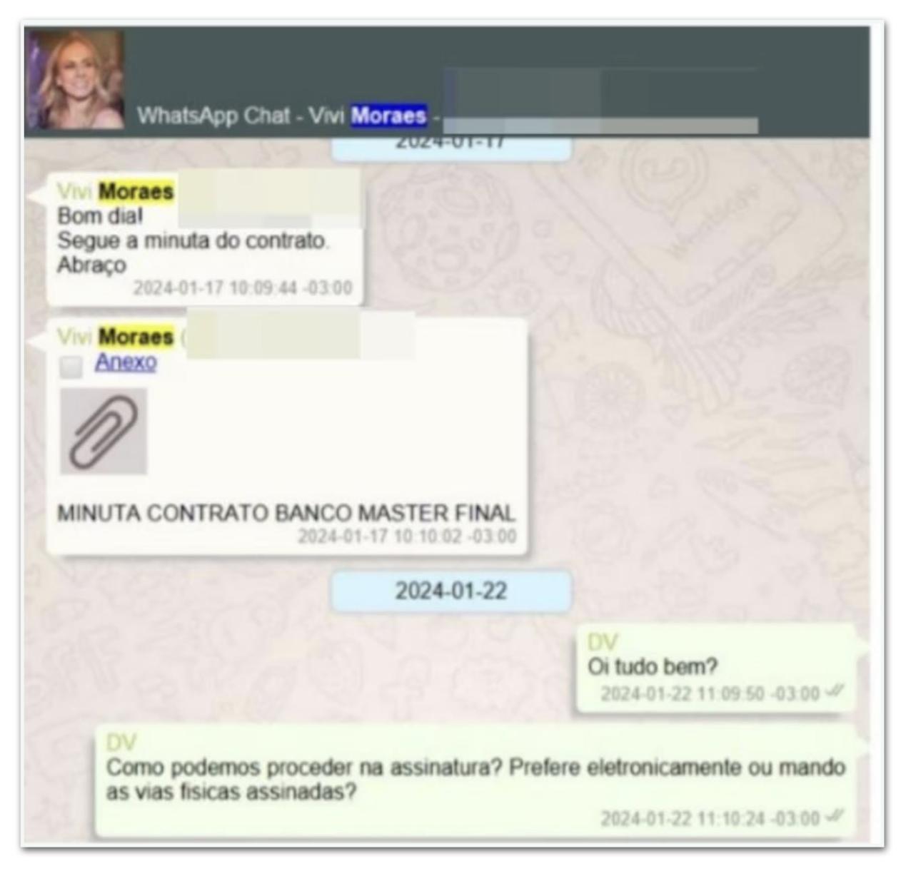 Pagamentos do Banco Master ao escritório de Viviane Barci de Moraes