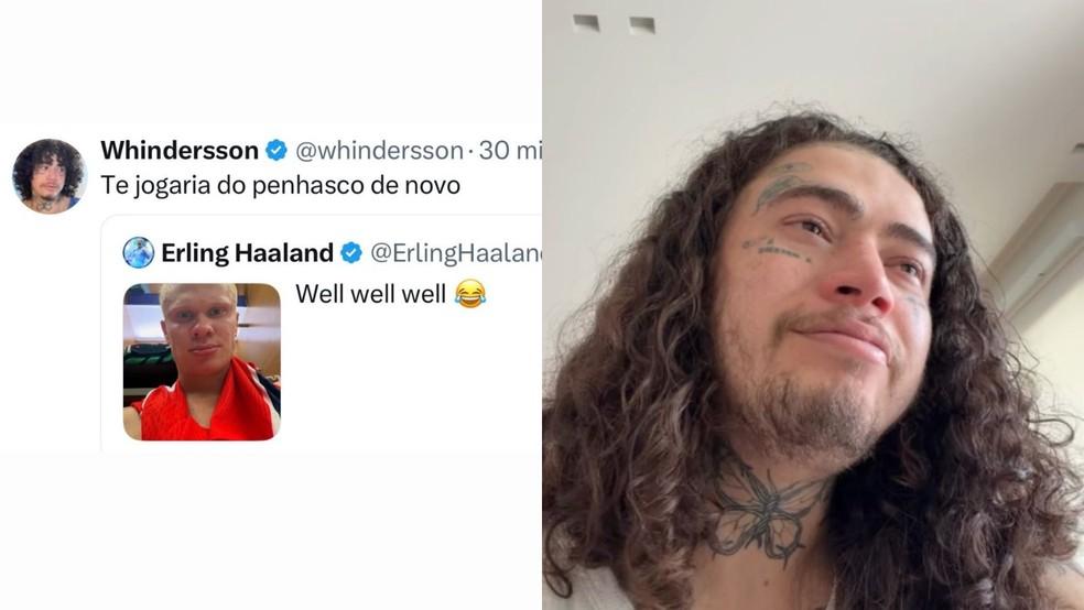 Whindersson se pronuncia após fazer referência à Luisa Sonza em post de Haaland: 'Jogaria do penhasco de novo'