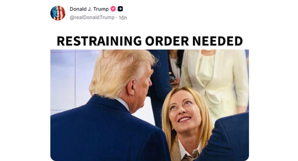Trump volta a atacar Giorgia Meloni em rede social