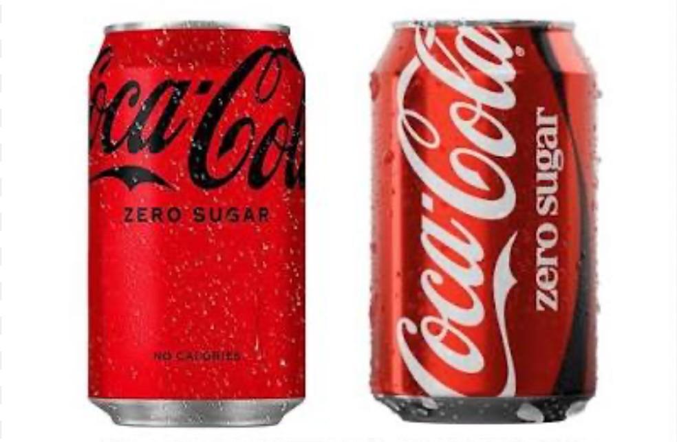 Nova embalagem da Coca-Cola com logotipo ampliado.