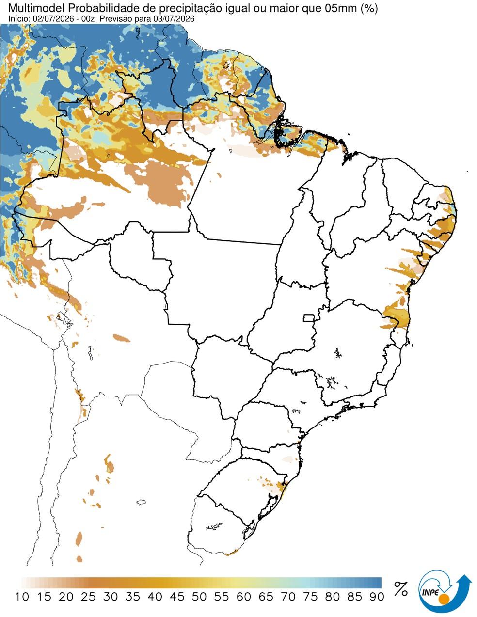 Previsão de chuva nesta sexta em todo o país