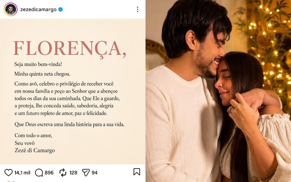 Zezé Di Camargo dá boas-vindas à neta recém-nascida