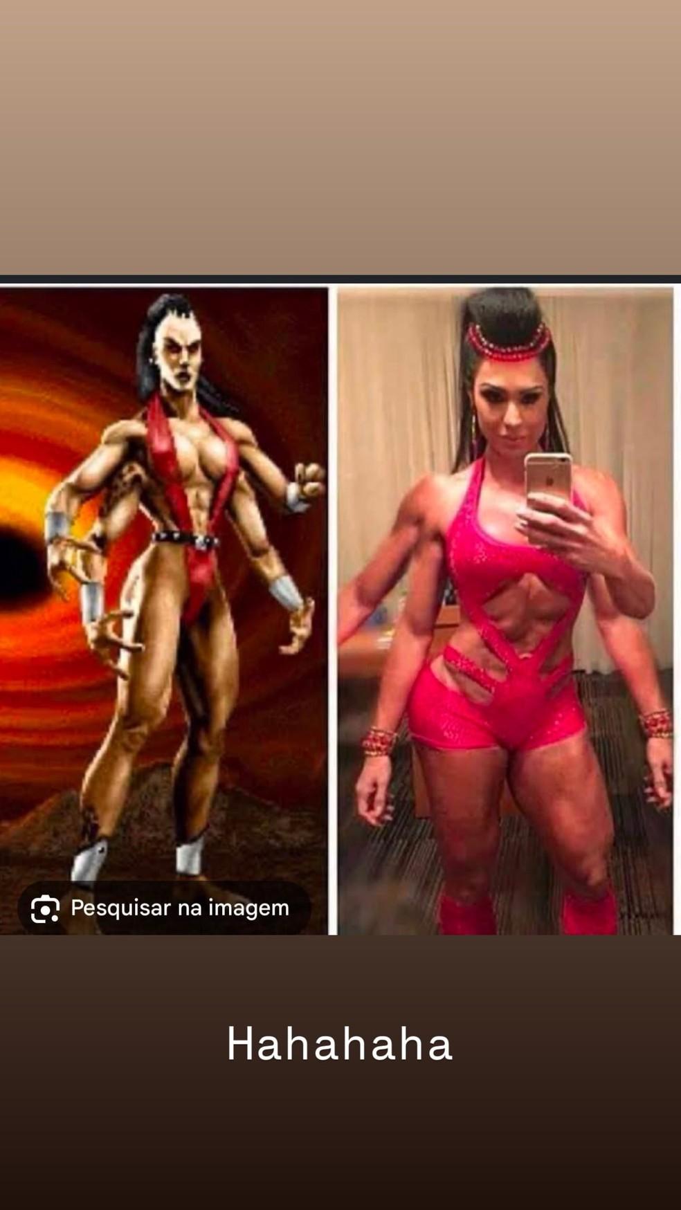 Story de Gracyanne Barbosa com meme