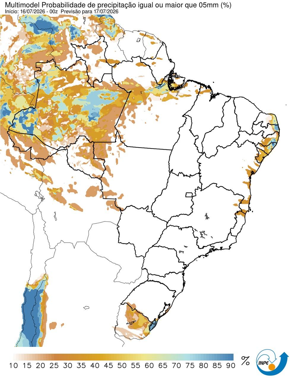 Previsão de chuva no Brasil