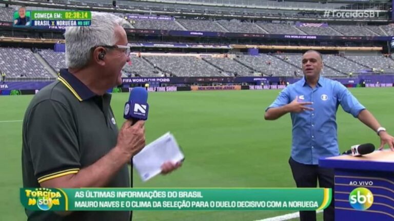 Momentos Engraçados ao Vivo: Denilson e Tiago Leifert Fazem Risada Durante Transmissão do SBT