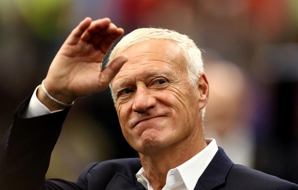 Didier Deschamps, técnico da França, em semifinal da Copa contra a Espanha