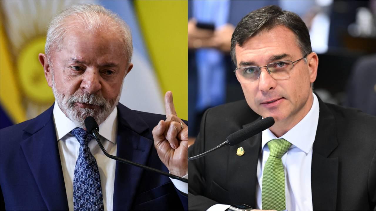 O presidente Lula e o senador Flávio Bolsonaro