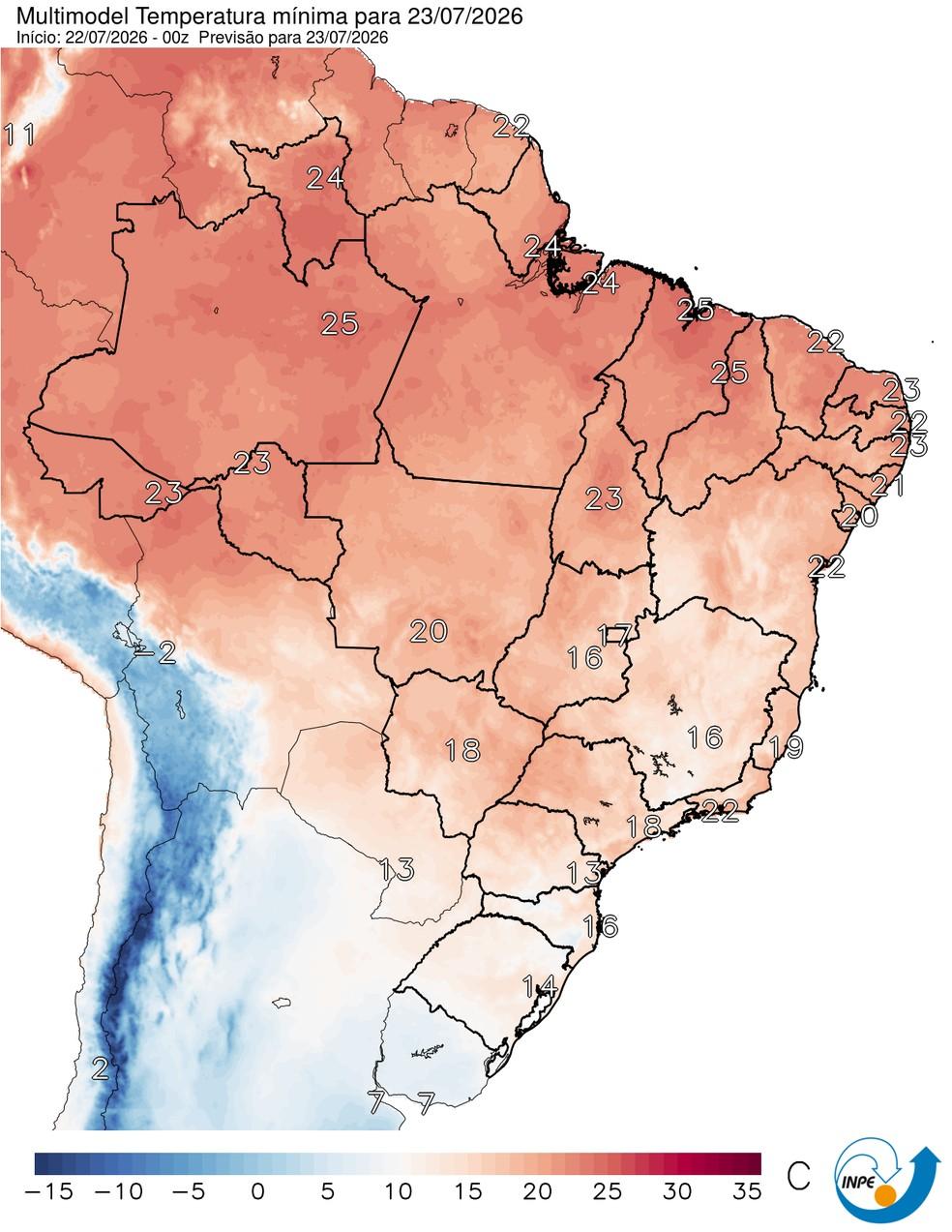 Temperaturas mínimas previstas para esta quinta