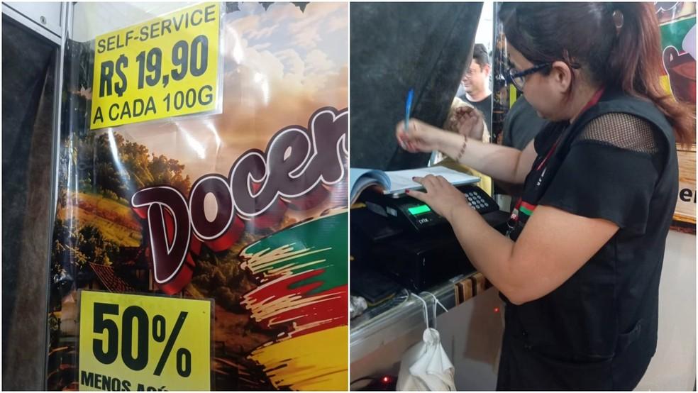 Decon realizou fiscalização em stand de doces denunciado por consumidores e constatou práticas abusivas no estabelecimento.
