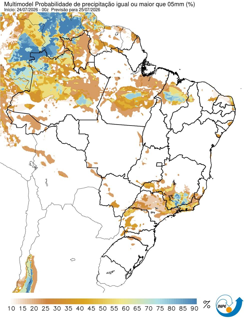 Previsão de chuva no Brasil