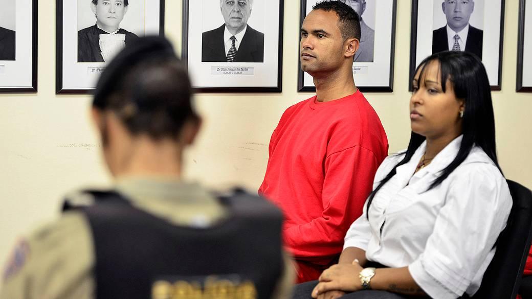 Bruno e Dayanne Rodrigues do Carmo durante o julgamento sobre o assassinato de Eliza Samudio